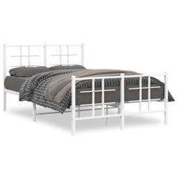 Berkfield Home Metal Bed Frame without Mattress with Footboard White 120x200cm - Size: Small Double - thumbnail 2