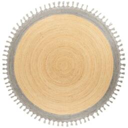 Wyld and Coco Handwoven Round Jute and Cotton Blend Rug 200 cm Beige and Grey - Size: 200 cm x 200 cm - thumbnail 2