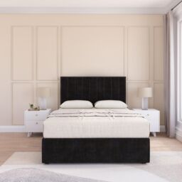 Sloomy Kansas Plush Velvet Memory Foam Bed Set With 2 Drawers, Mattress & Headboard in Black - Size: King - thumbnail 3