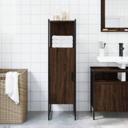 Berkfield Home Sturdy Bathroom Cabinet Brown Oak 33x33x120.5 cm Engineered Wood - thumbnail 1