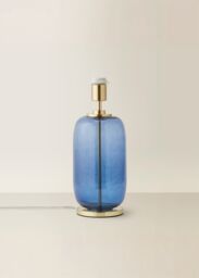 ValueLights Leigh Glass with Gold Trim Table Lamp Base in Navy - thumbnail 2