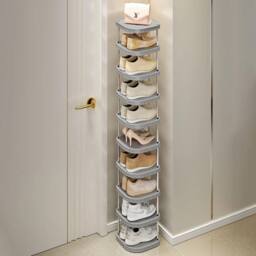 EONLION GREY SHOE RACK 10 TIERS SHELF ORGANISER STORAGE STAND - thumbnail 1
