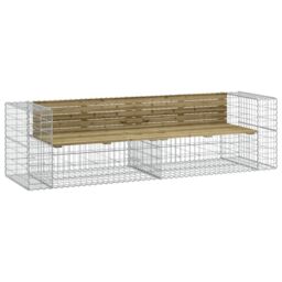 Berkfield Home Garden Bench Gabion Design 244x71x65.5 cm Impregnated Wood Pine in Brown - thumbnail 2
