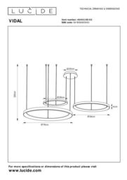 Lucide 'VIDAL' Dimmable Adjustable Stylish Indoor Modern LED Pendant Light in Yellow - thumbnail 5