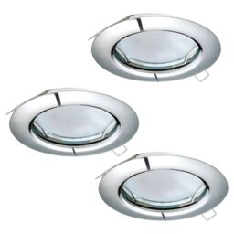 Loops 3 PACK Flush / Recessed Ceiling Downlight Chrome Steel 3 x 3W GU10 Bulb in Metallics - thumbnail 1