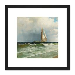 Artery8 Silva At Coney Island Painting 8X8 Inch Square Wooden Framed Wall Art Print Picture with Mount in Black - thumbnail 1