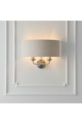 Netlighting Highclere Shade Wall Lamp Brushed Chrome Plate Natural Linen in Grey - thumbnail 2