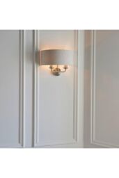 Netlighting Highclere Shade Wall Lamp Brushed Chrome Plate Natural Linen in Grey - thumbnail 3