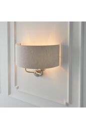 Netlighting Highclere Shade Wall Lamp Brushed Chrome Plate Natural Linen in Grey - thumbnail 6