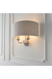 Netlighting Highclere Shade Wall Lamp Brushed Chrome Plate Natural Linen in Grey - thumbnail 5