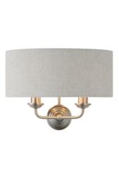 Netlighting Highclere Shade Wall Lamp Brushed Chrome Plate Natural Linen in Grey