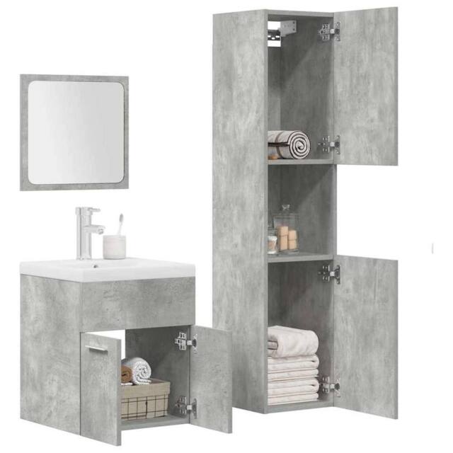 Berkfield Home Practical 4 Piece Bathroom Furniture Set Concrete Grey Engineered Wood - image 1
