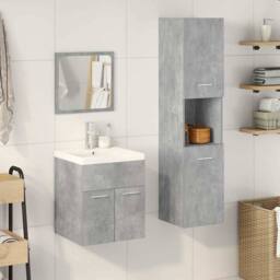 Berkfield Home Practical 4 Piece Bathroom Furniture Set Concrete Grey Engineered Wood - thumbnail 3