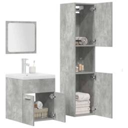 Berkfield Home Practical 4 Piece Bathroom Furniture Set Concrete Grey Engineered Wood - thumbnail 1