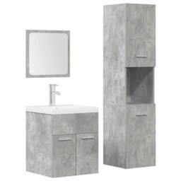 Berkfield Home Practical 4 Piece Bathroom Furniture Set Concrete Grey Engineered Wood - thumbnail 2