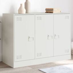 Berkfield Home Sideboard White 99x39x73 cm Steel - Size: 99 x 39 x 73 cm - thumbnail 2