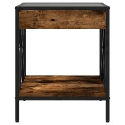 Berkfield Home Coffee Table with Infinity LED Smoked Oak 40x40x49 cm in Brown - Size: 40 x 40 x 49 cm - thumbnail 6