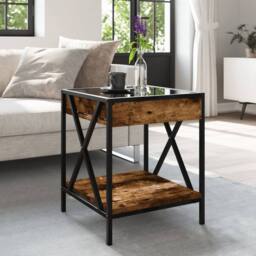 Berkfield Home Coffee Table with Infinity LED Smoked Oak 40x40x49 cm in Brown - Size: 40 x 40 x 49 cm - thumbnail 4