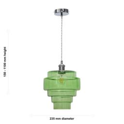 First Choice Lighting Set of 2 Benson - 5 Tier Green & Chrome Ceiling Pendant Lights - thumbnail 6