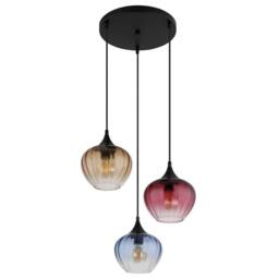 Netlighting Sander Cluster Pendant Matt Black Blue Blending Glass Shade 3x E27 - thumbnail 2