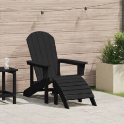Berkfield Home Adirondack Chair with Footrest Black HDPE - thumbnail 1