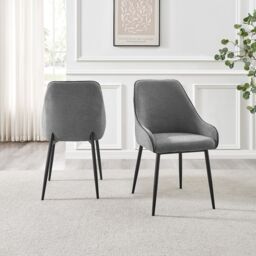 FurnitureboxUK Penrose Black Round Dining Table & 4 Beaumont Chairs in Grey - thumbnail 9