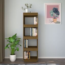 Berkfield Home Book Cabinet/Room Divider Honey Brown 40x35x135 cm Solid Pinewood - Size: 40 x 35 x 135 cm - thumbnail 3