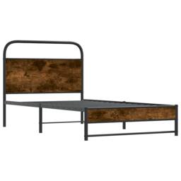 Berkfield Home Elegant Bed Frame Without Mattress 100x190 cm Smoked Oak Engineer in Brown - thumbnail 3