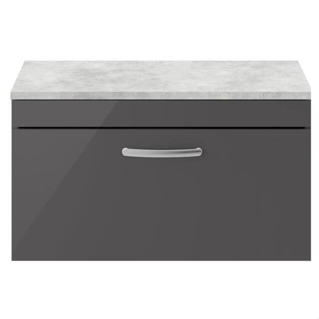 Balterley Millwich 1 Drawer Wall Hung Vanity Unit, Gloss Grey, 800mm in Grey - image 1