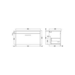 Balterley Millwich 1 Drawer Wall Hung Vanity Unit, Gloss Grey, 800mm in Grey - thumbnail 2