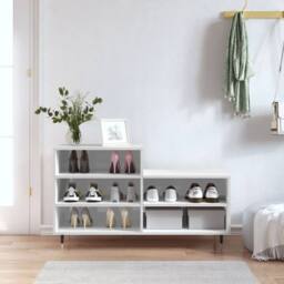 Berkfield Home Shoe Cabinet High Gloss White 102x36x60 cm Engineered Wood - Size: 102 x 36 x 60 cm - thumbnail 2