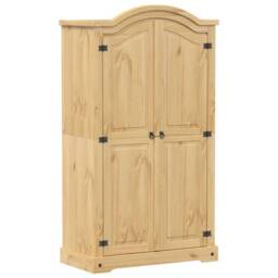 Berkfield Home Wardrobe Corona 102x52x186 cm Solid Wood Pine in Brown - Size: 102 x 52 x 186 cm - thumbnail 2