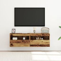 Berkfield Home TV Wall Cabinets with LED Lights 2 pcs Old Wood 60x30x40 cm in Brown - Size: 60 x 30 x 40 cm - thumbnail 5