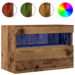 Berkfield Home TV Wall Cabinets with LED Lights 2 pcs Old Wood 60x30x40 cm in Brown - Size: 60 x 30 x 40 cm - thumbnail 4