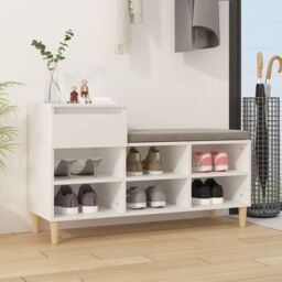 Berkfield Home Shoe Cabinet White 102x36x60 cm Engineered Wood - Size: 102 x 36 x 60 cm - thumbnail 1