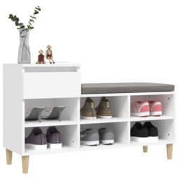 Berkfield Home Shoe Cabinet White 102x36x60 cm Engineered Wood - Size: 102 x 36 x 60 cm - thumbnail 4