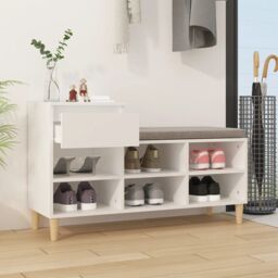 Berkfield Home Shoe Cabinet White 102x36x60 cm Engineered Wood - Size: 102 x 36 x 60 cm - thumbnail 3