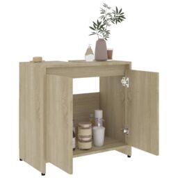 Berkfield Home Bathroom Cabinet Sonoma Oak 60x33x61 cm Engineered Wood in Brown - Size: 60 x 33 x 61 cm - thumbnail 4