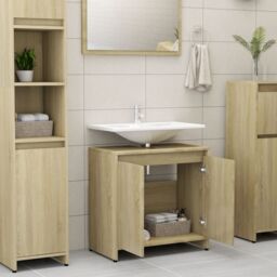 Berkfield Home Bathroom Cabinet Sonoma Oak 60x33x61 cm Engineered Wood in Brown - Size: 60 x 33 x 61 cm - thumbnail 3