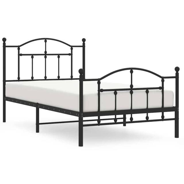 Berkfield Home Metal Bed Frame with Headboard & Footboard Black 100x190 cm - image 1