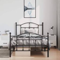 Berkfield Home Metal Bed Frame with Headboard & Footboard Black 100x190 cm - thumbnail 4
