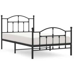 Berkfield Home Metal Bed Frame with Headboard & Footboard Black 100x190 cm - thumbnail 1