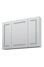 Living and Home Triple-Door Bathroom Mirror Cabinet with LED Lighting in Silver - thumbnail 6