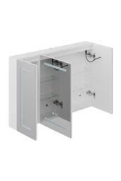 Living and Home Triple-Door Bathroom Mirror Cabinet with LED Lighting in Silver - thumbnail 7