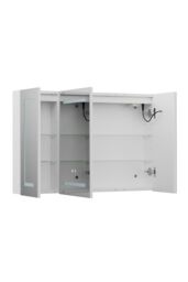 Living and Home Triple-Door Bathroom Mirror Cabinet with LED Lighting in Silver - thumbnail 8