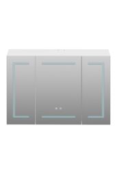Living and Home Triple-Door Bathroom Mirror Cabinet with LED Lighting in Silver - thumbnail 5