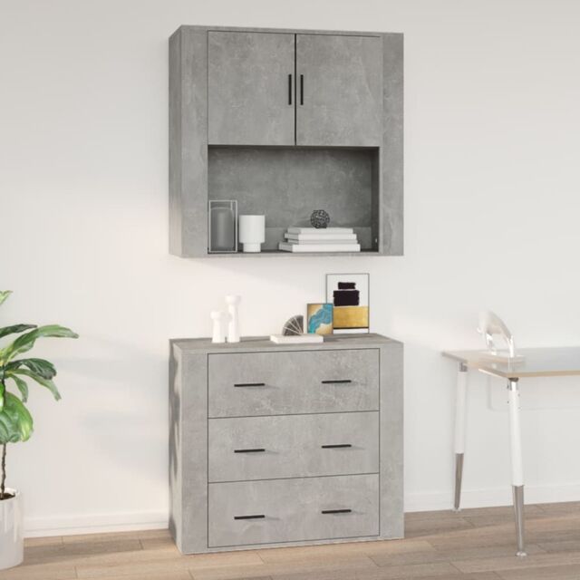 Berkfield Home Wall Cabinet Concrete Grey 80x33x80 cm Engineered Wood - Size: 80 x 33 x 80 cm - image 1