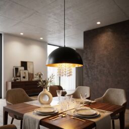 Orsina Black Metal Pendant Light With Crystal Trim, Sleek Ceiling Lighting, Hanging Lamp With Open Base For Dining - thumbnail 3