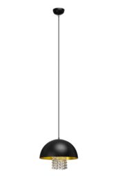 Orsina Black Metal Pendant Light With Crystal Trim, Sleek Ceiling Lighting, Hanging Lamp With Open Base For Dining - thumbnail 4