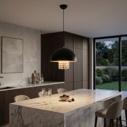 Orsina Black Metal Pendant Light With Crystal Trim, Sleek Ceiling Lighting, Hanging Lamp With Open Base For Dining - thumbnail 2